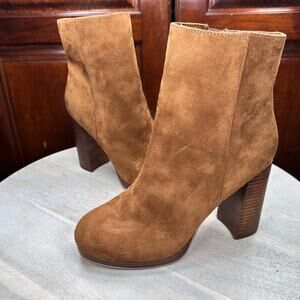 Brown Womens Ankle Boots Size 8.5 Mari A Mayvis Faux Suede Side Zip Boots